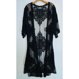 Black Lace Kimono - Women's Size L-XL - Pretty for Cover-Up or For Layering‎